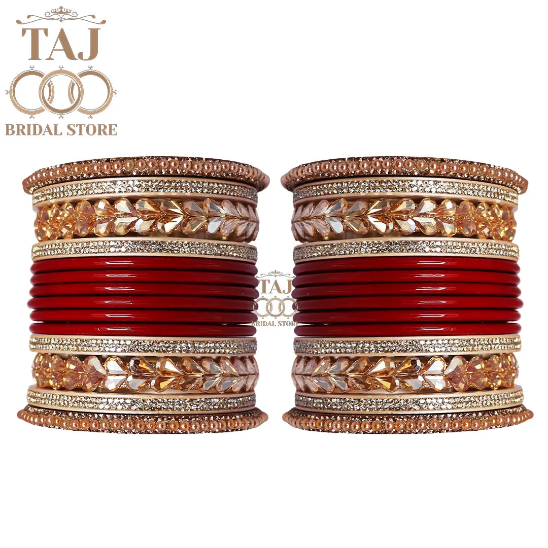 Punjabi Lac Bangles Set with Beautiful Kundan Design