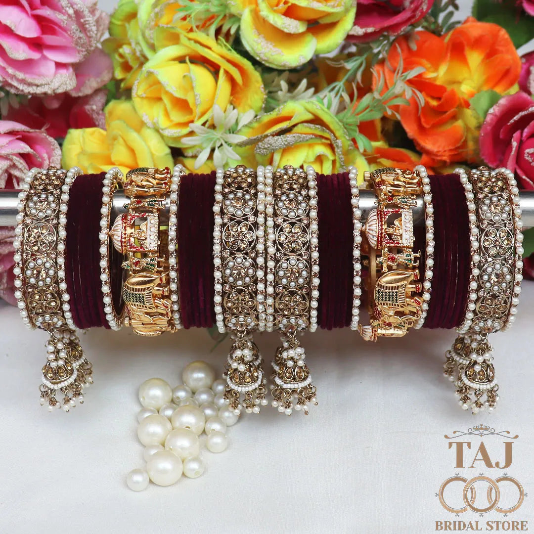 Most Popular Bridal Bangles Set With Beautiful Doli and Elephant Design Kada