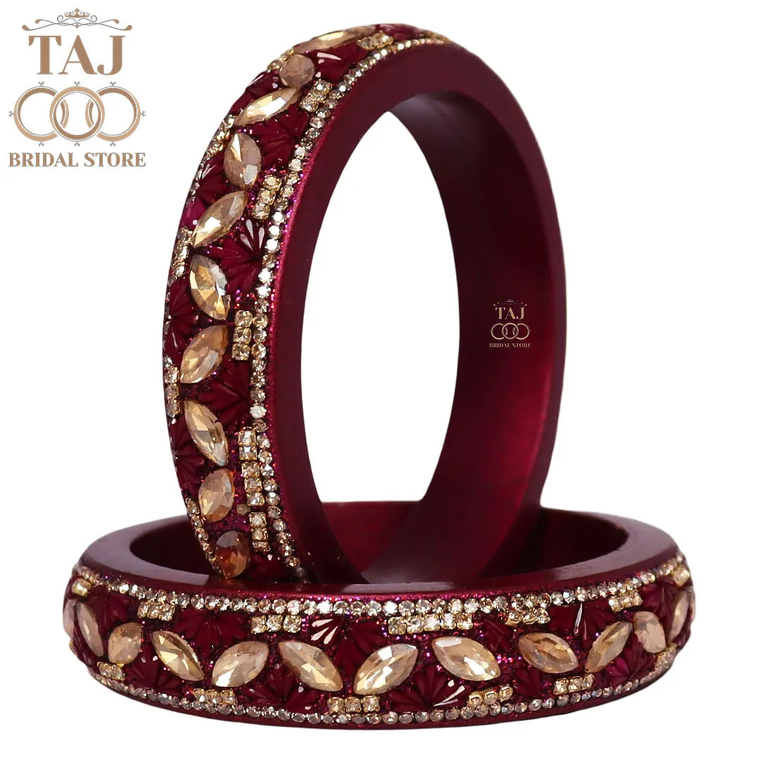 Jaipuri Stylish Lac Kada Bangles in Latest Kundan Rhinestones Design