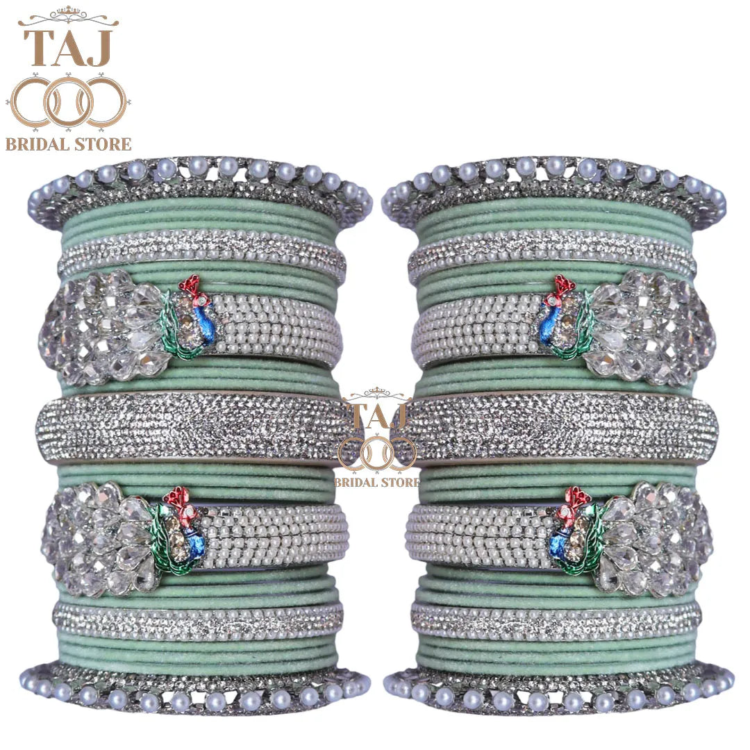 Traditional Wedding Bangles Set With Beautiful Latest Peacock Design Kada