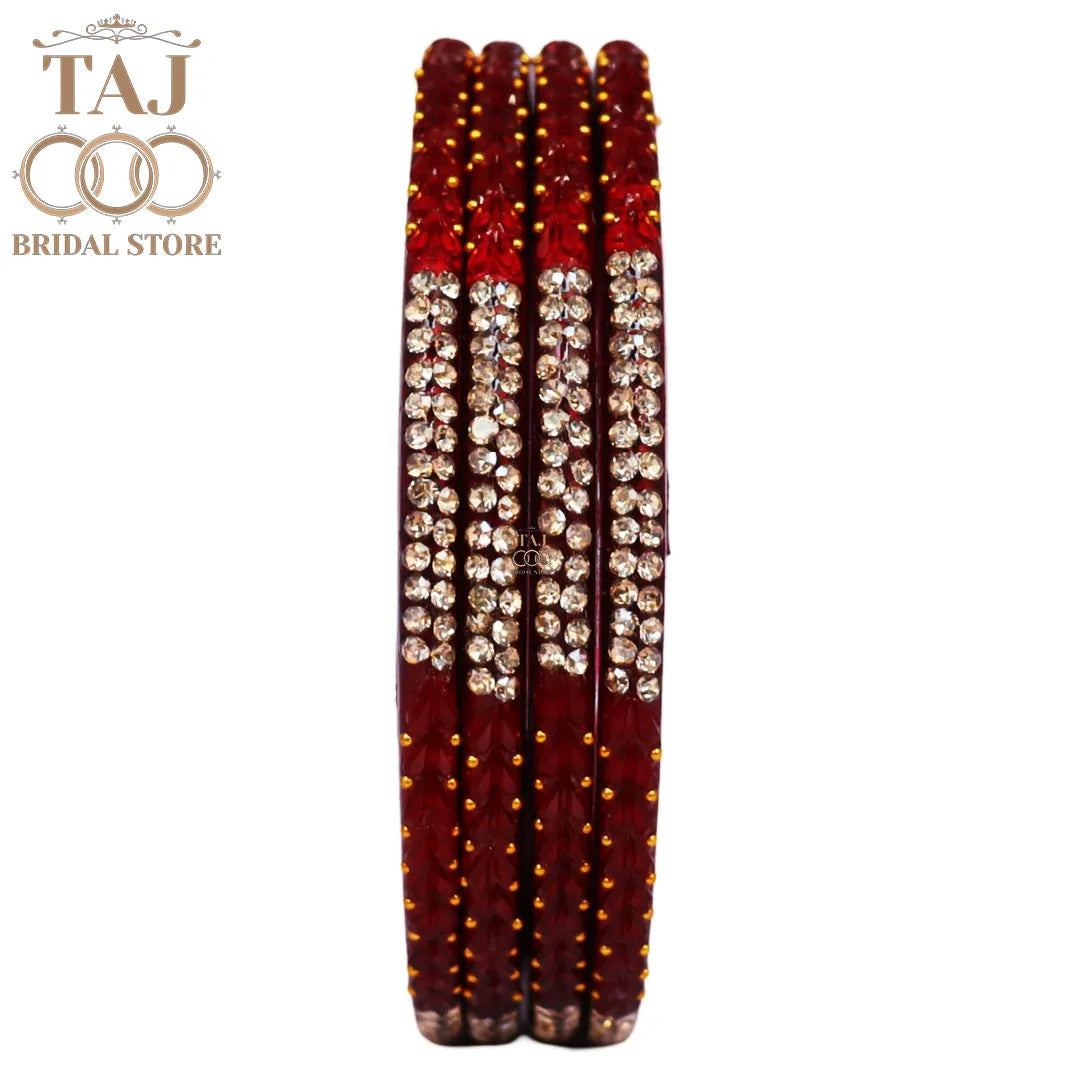 Rajasthani Lac Bangles With Beautiful Traditional Rhinestons Design