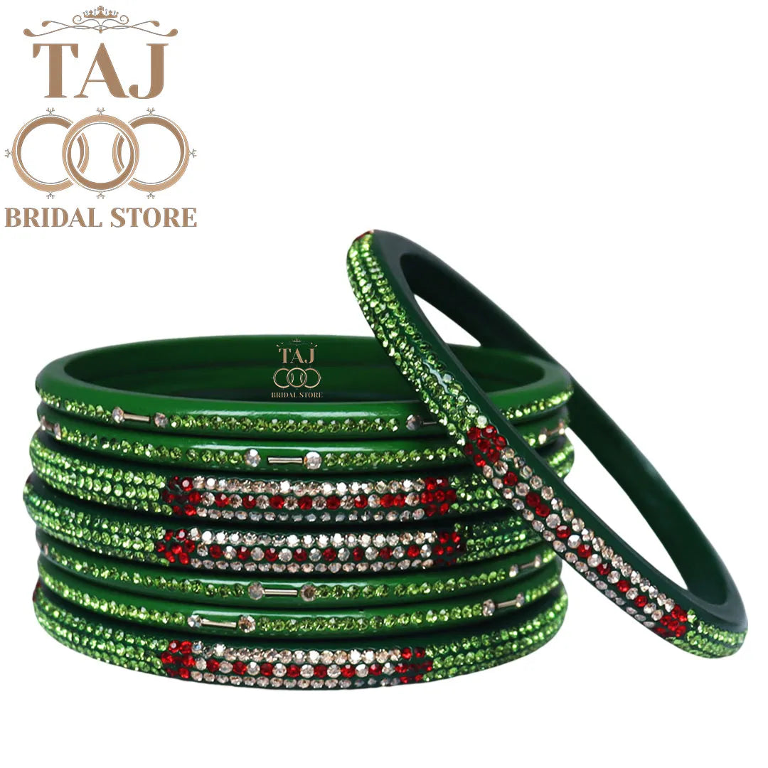Traditional Lac Short Chura Set With Beautiful Best Rhinestons Design (Set Of 8)