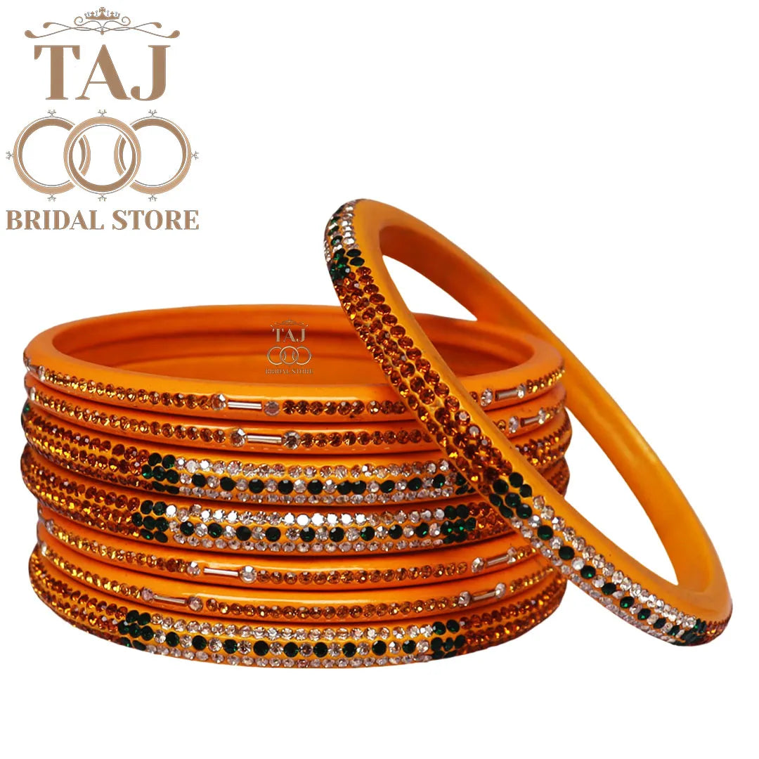 Traditional Lac Short Chura Set With Beautiful Best Rhinestons Design (Set Of 8)