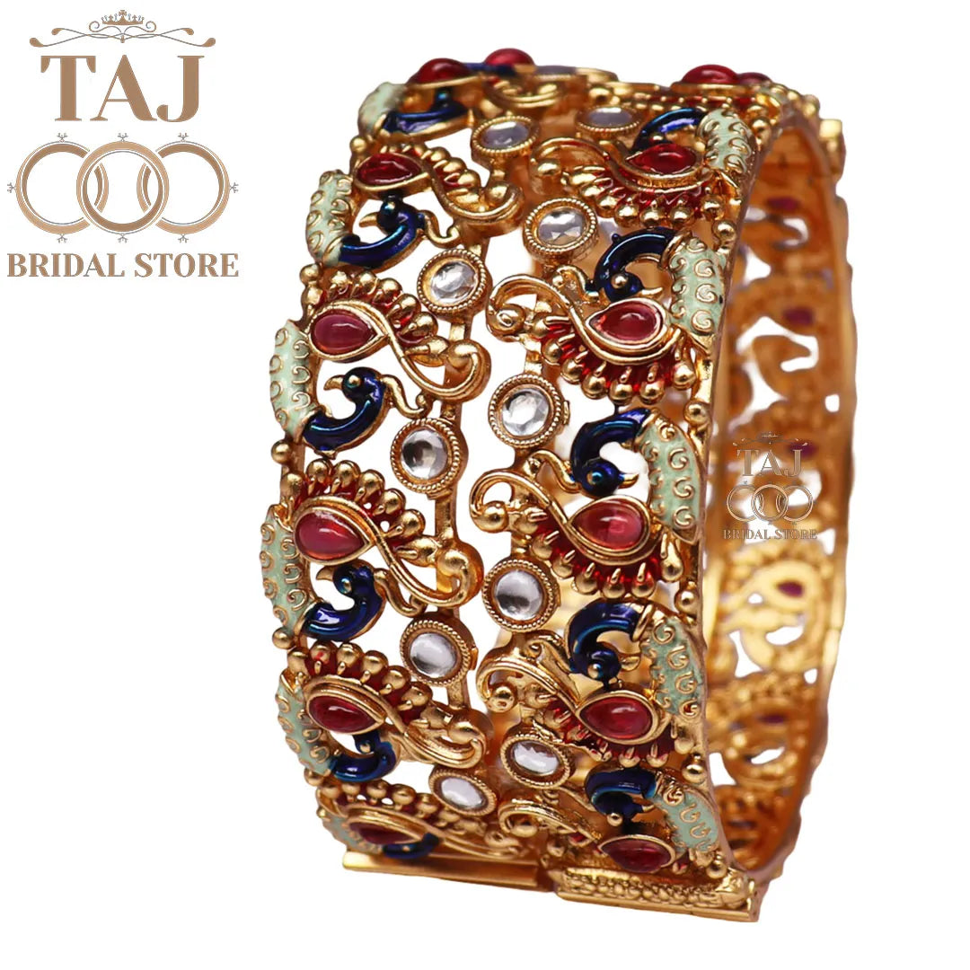 Designer Metal Kada for Girls With Beautiful Latest Peacock Design (Set of 2)