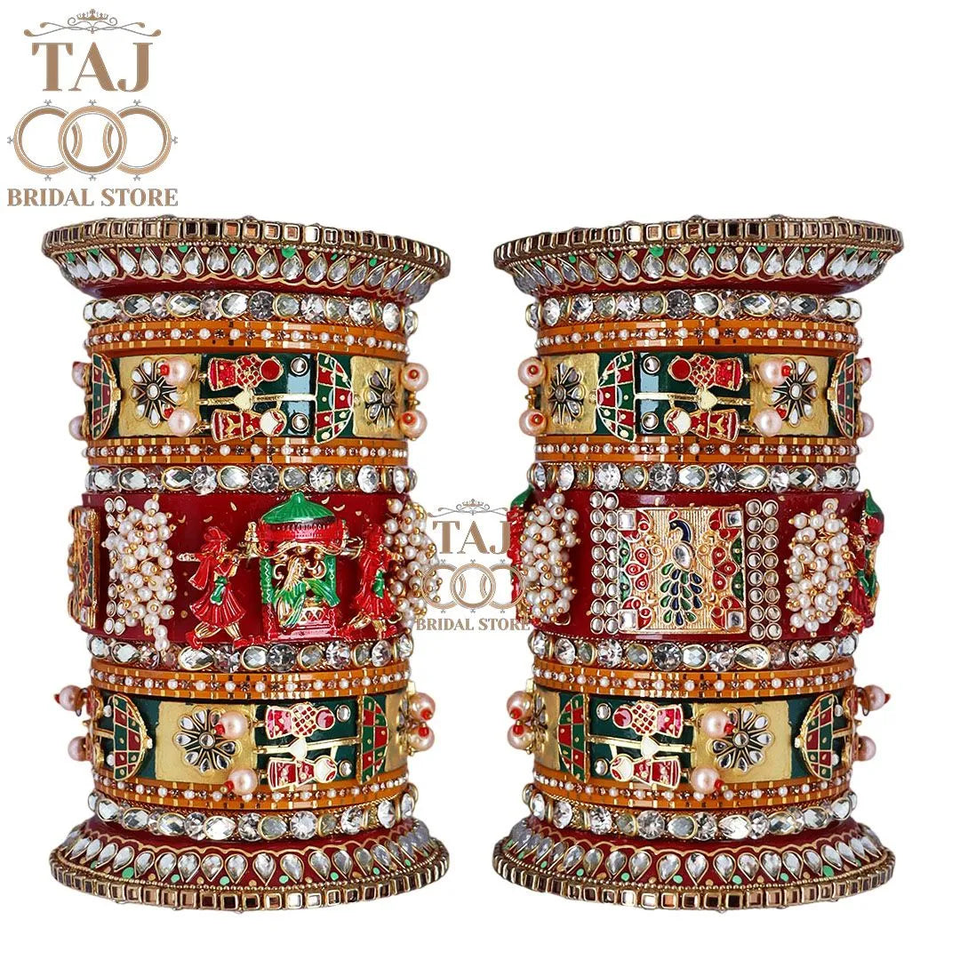 Rajwadi Wedding Bangles Set With Beautiful New Umbrella Design Kada