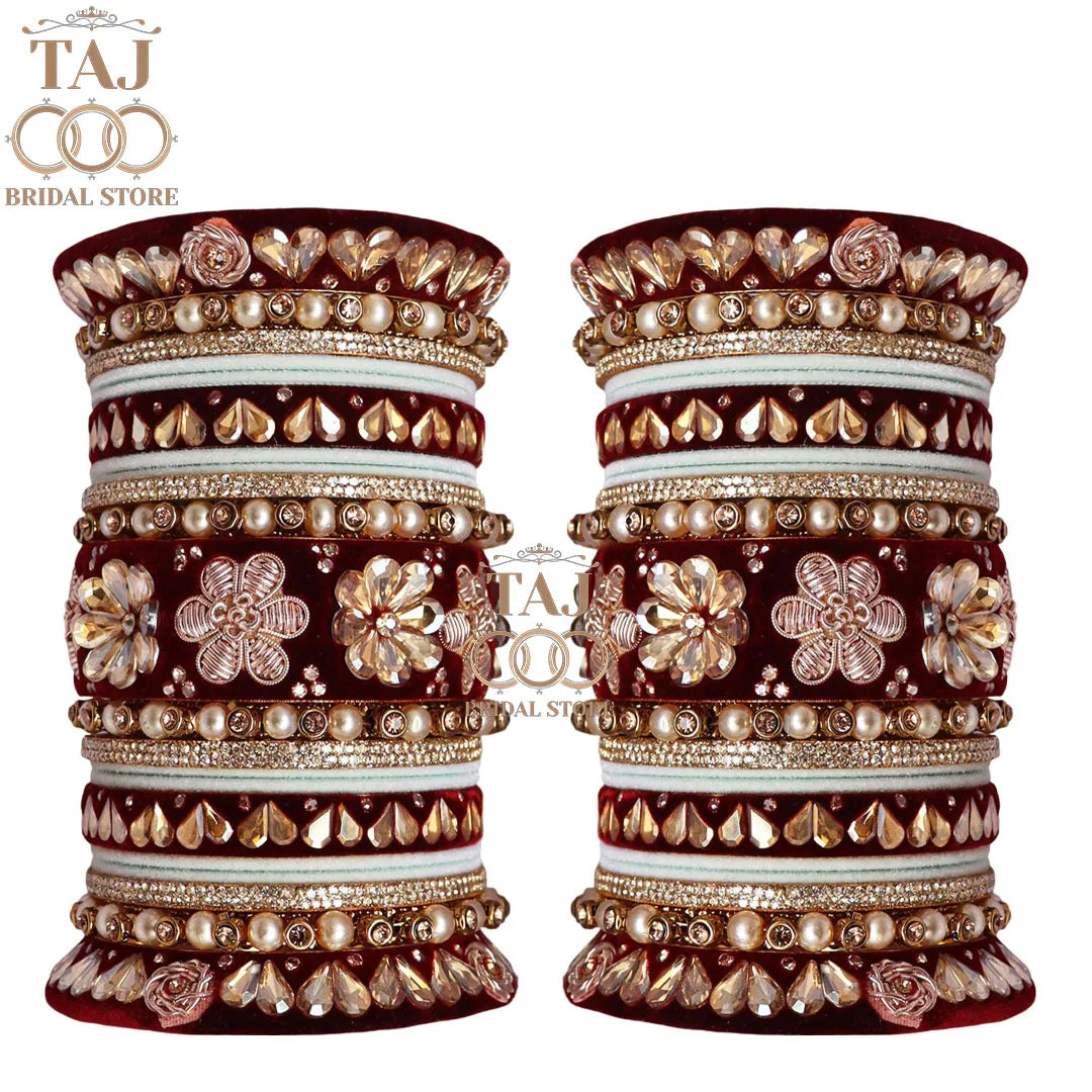 Designer Metal Wedding Chura Set With Beautiful Kundan Design