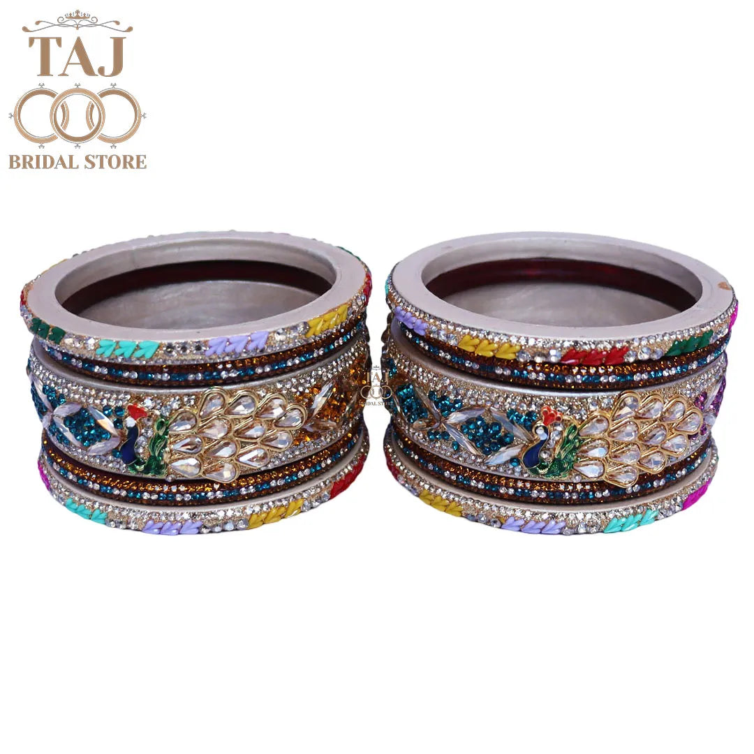 Luxurious Rajasthani Short Lac Bangles Set with Latest Peacock Design