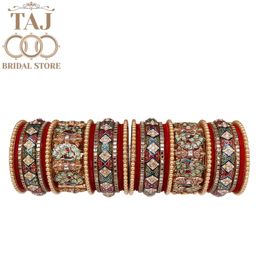 Indian Wedding Bangles Set With Beautiful Latest Peacock Design Kada Taj Bridal Store