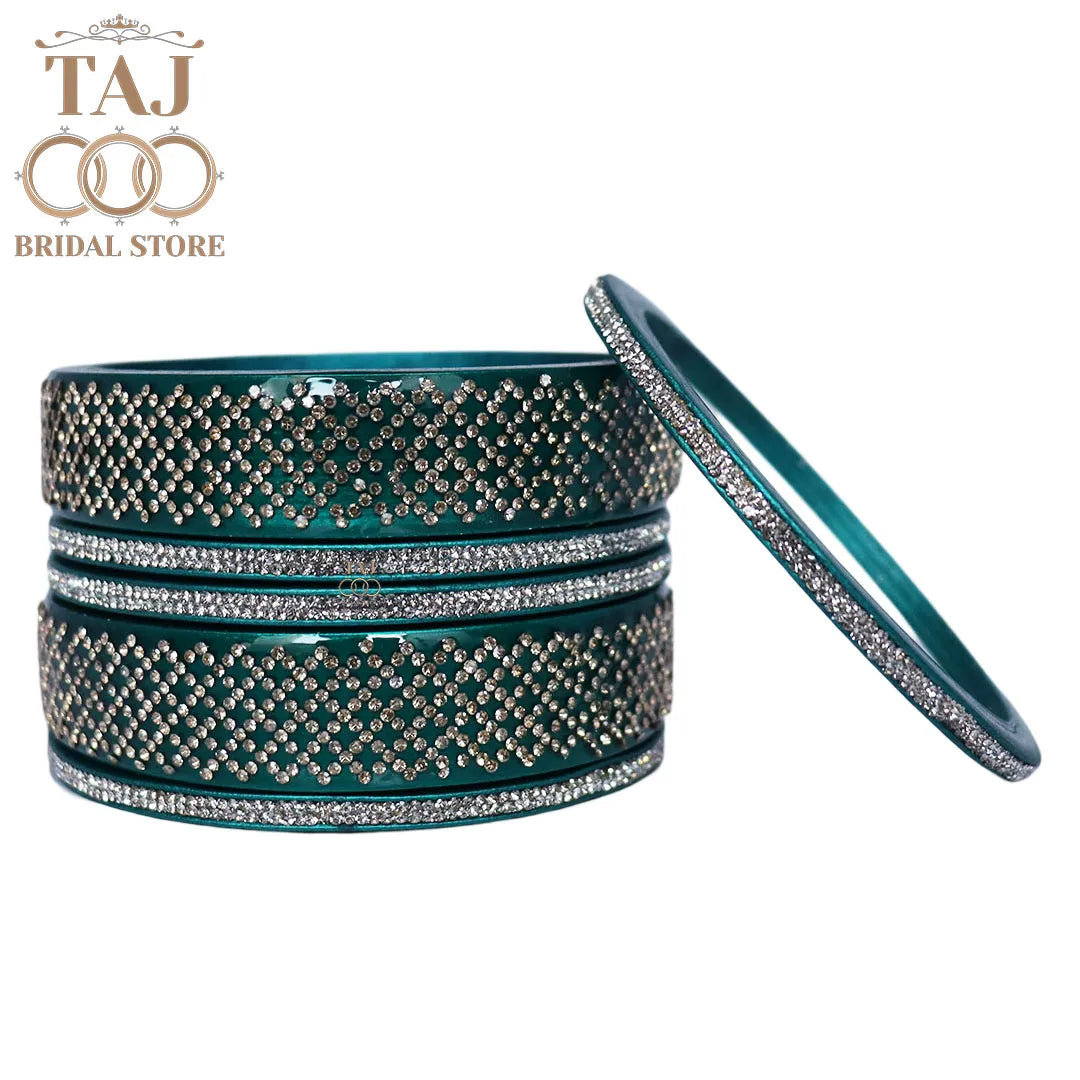 Premium Jaipuri Short Lac Bangles Set with Best Rhinestones Design