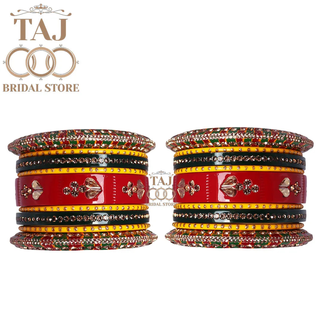 Rajasthani Lakh Chura With Beautiful Kundan and Rhinestones Design