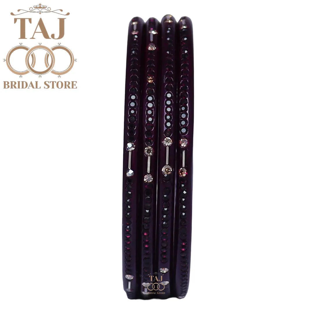 Rajasthani Lac Chudi With Beautiful Rhinestone Design (Pack of 4) Taj Bridal Store