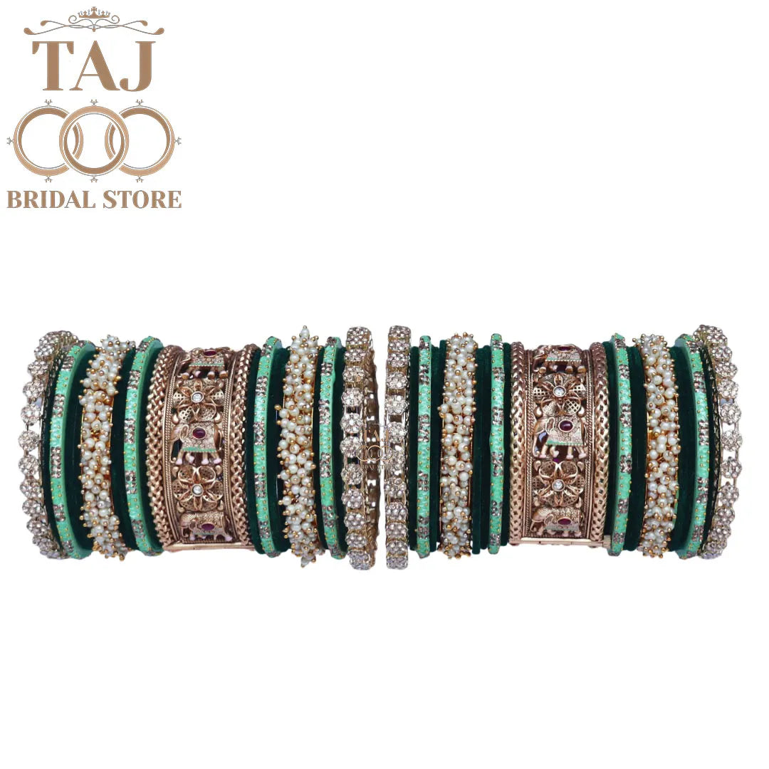 Popular Wedding Bangles for Bride With Beautiful Flower and Elephant Design Kada