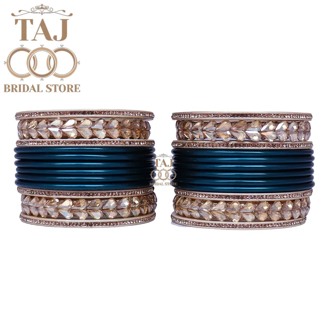Lac Semi Bridal Bangles Set With Beautiful Kundan Design Kada