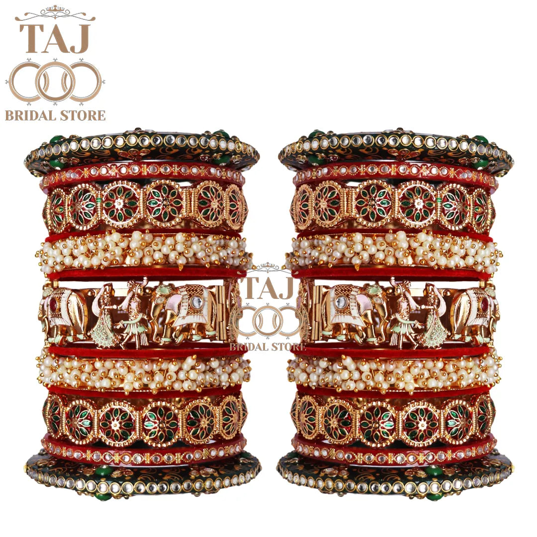 Traditional Indian Bridal Bangle Set with Best Dulha-Dulhan Motifs