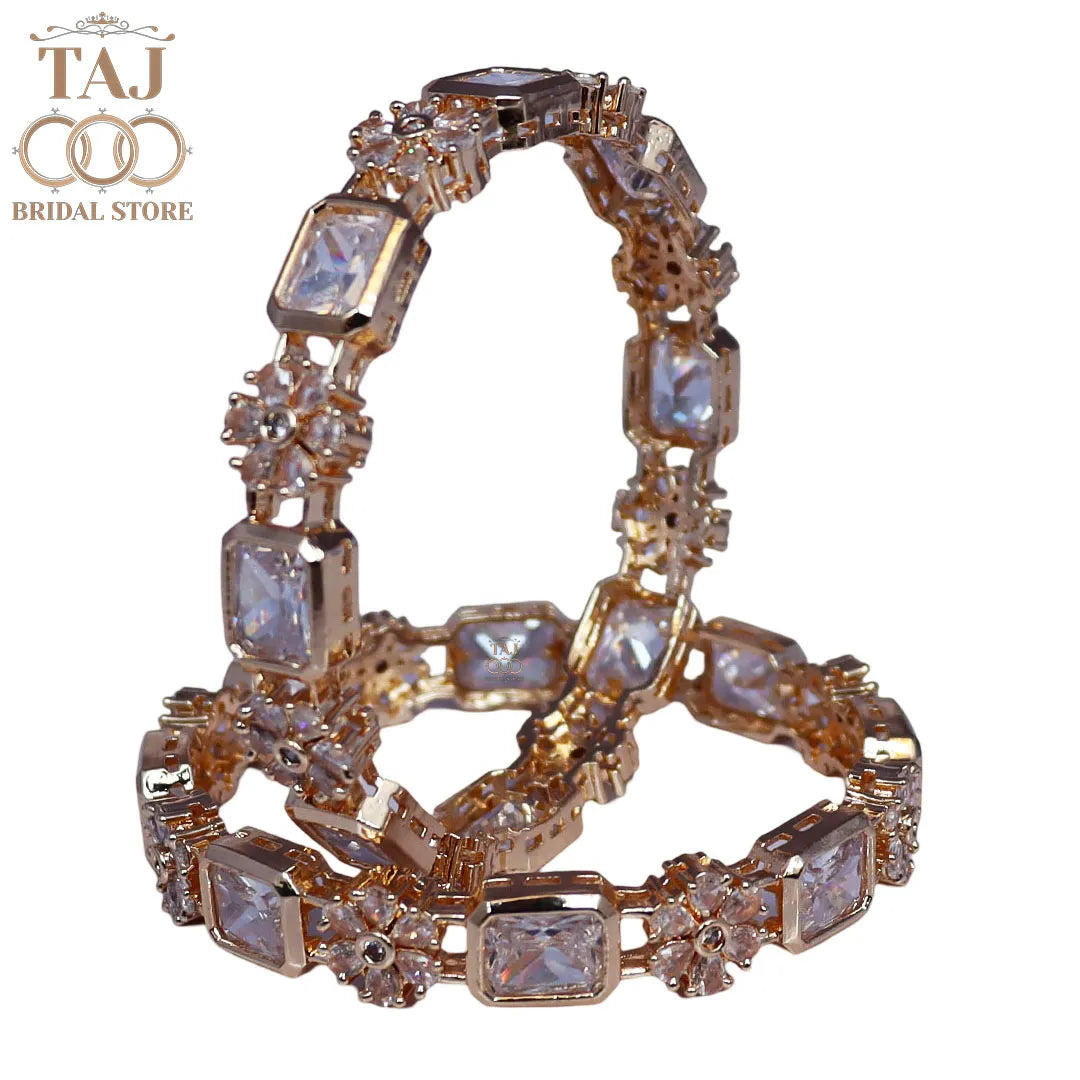 Designer AD Metal Kada Pair with Latest AD Stones Design