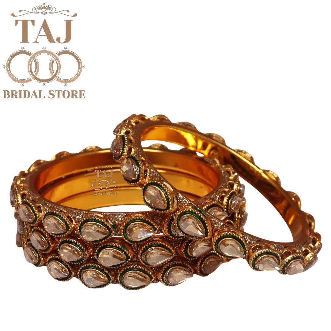 Kundan Rajwadi Metal Kada Set With Beautiful Kundan Design (Set of 4)