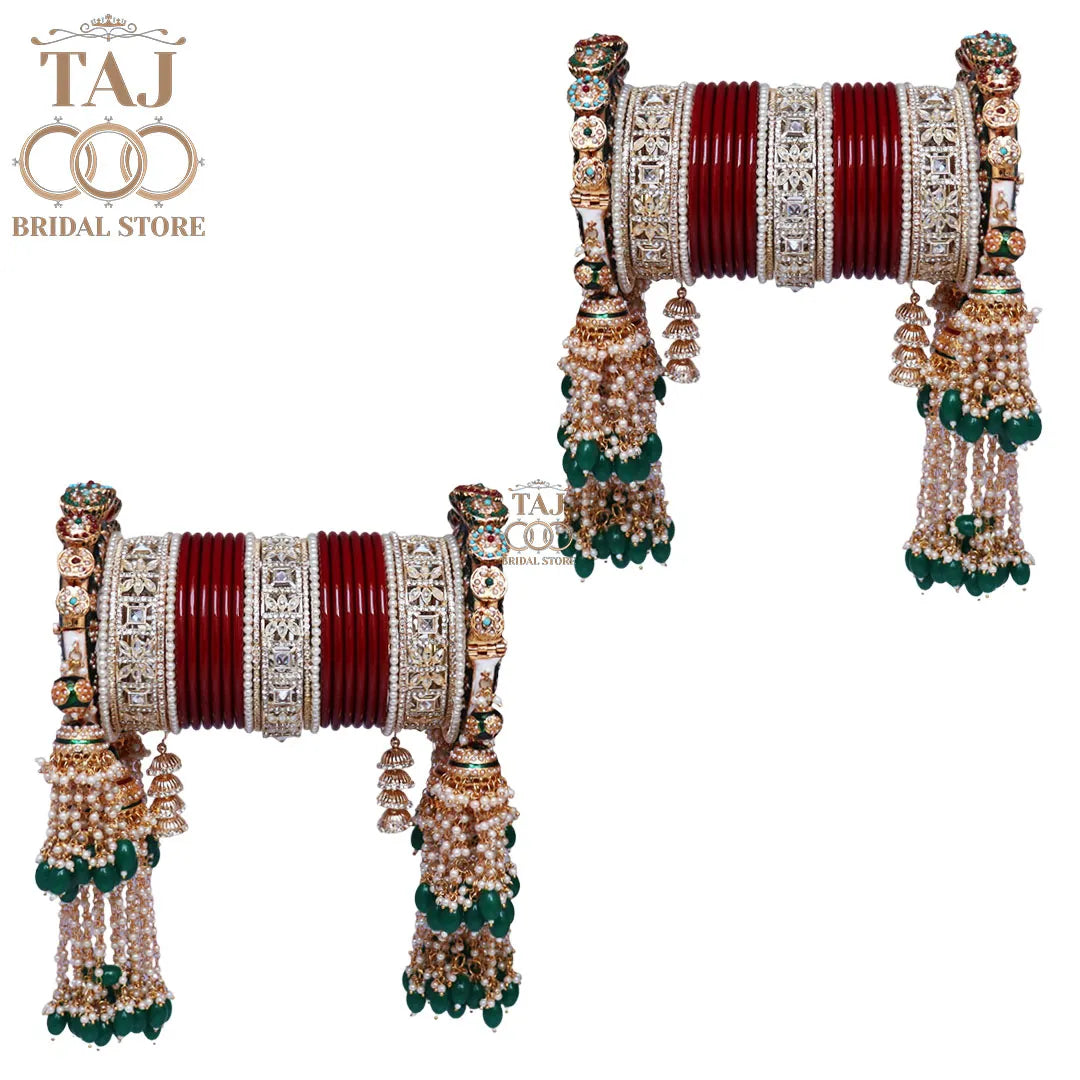 Luxurious Rajwadi Bangles Set with Best AD Bangles and Jhoomer Design