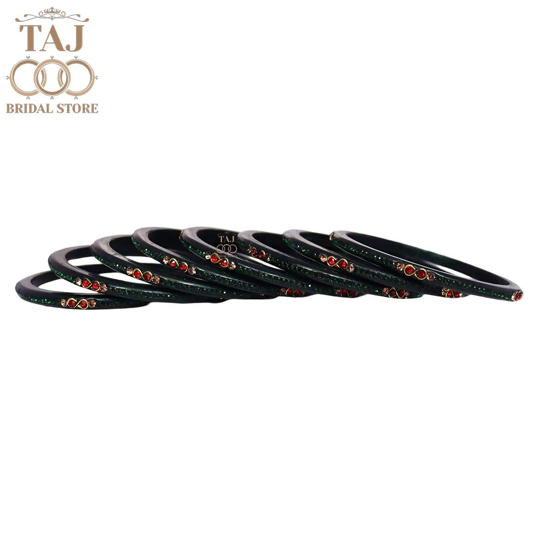 Designer Short Lac Bangles For Women With Latest Rhinestones Design
