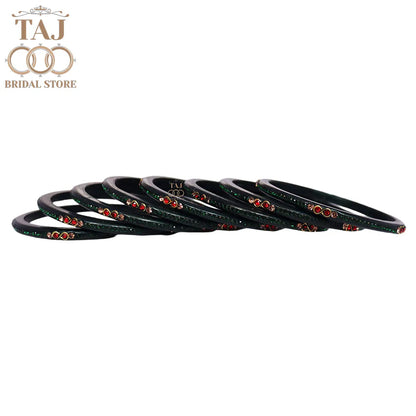 Designer Short Lac Bangles For Women With Latest Rhinestones Design
