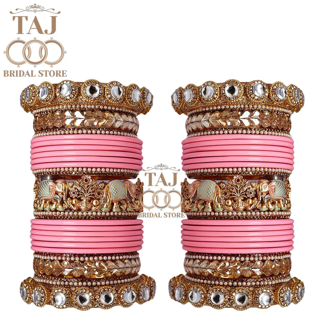 Royal Rajwadi Wedding Chura Set With Beautiful Latest Elephant Design Kada