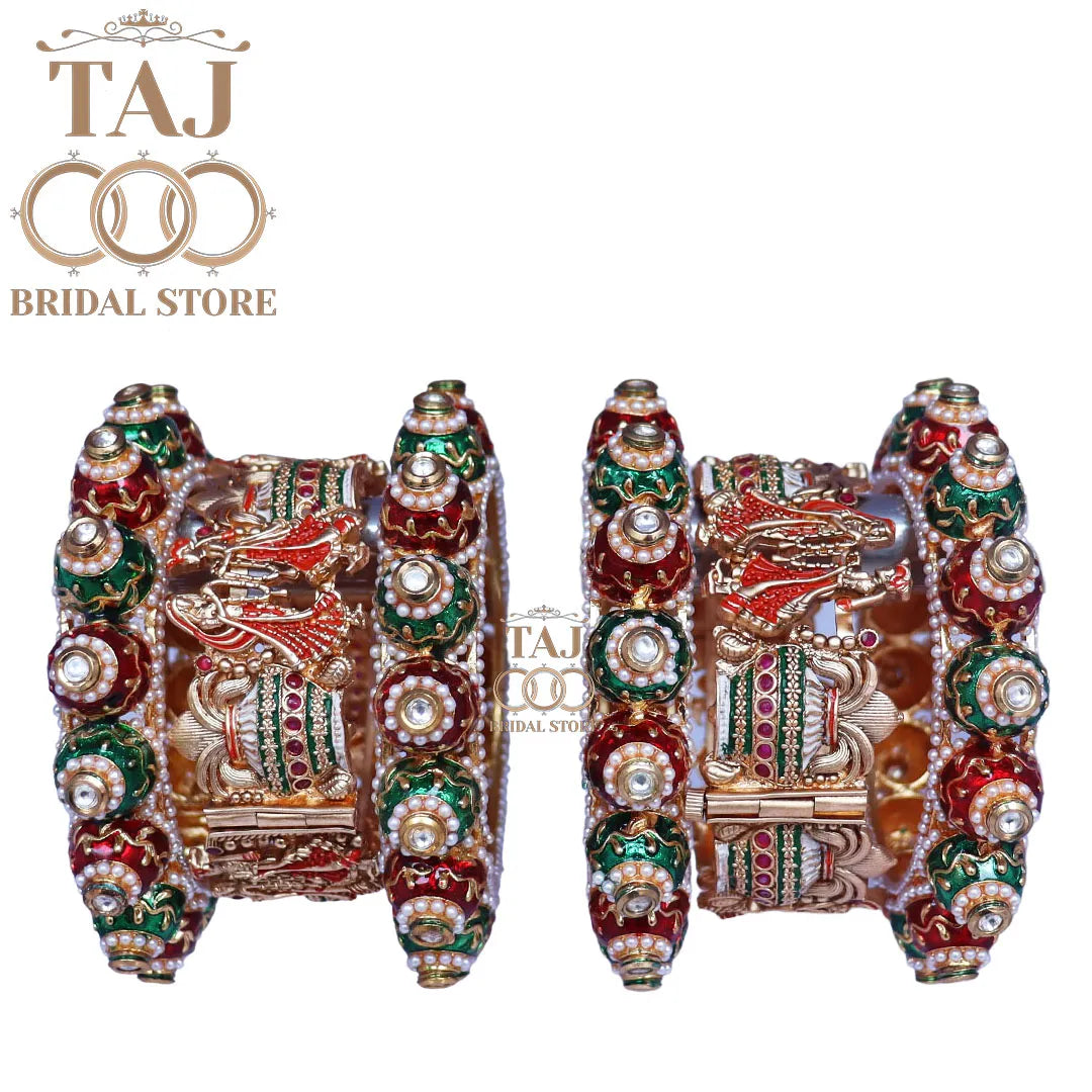 Rajwadi Designer Bridal Kada Set With Beautiful Dulha Dulhan Design (Pack of 6)