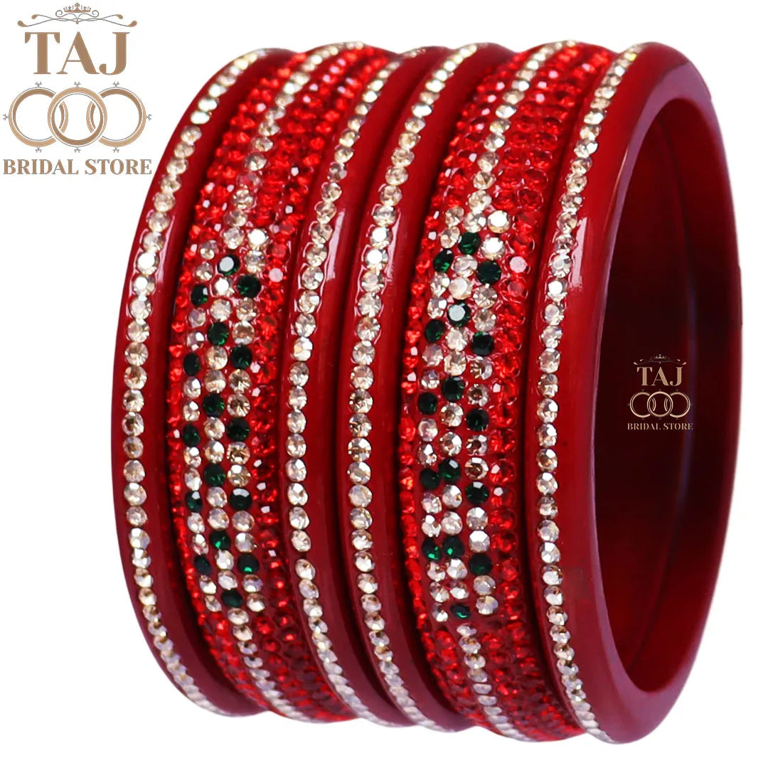 Lac Bangles Chura with Rhinestons Design