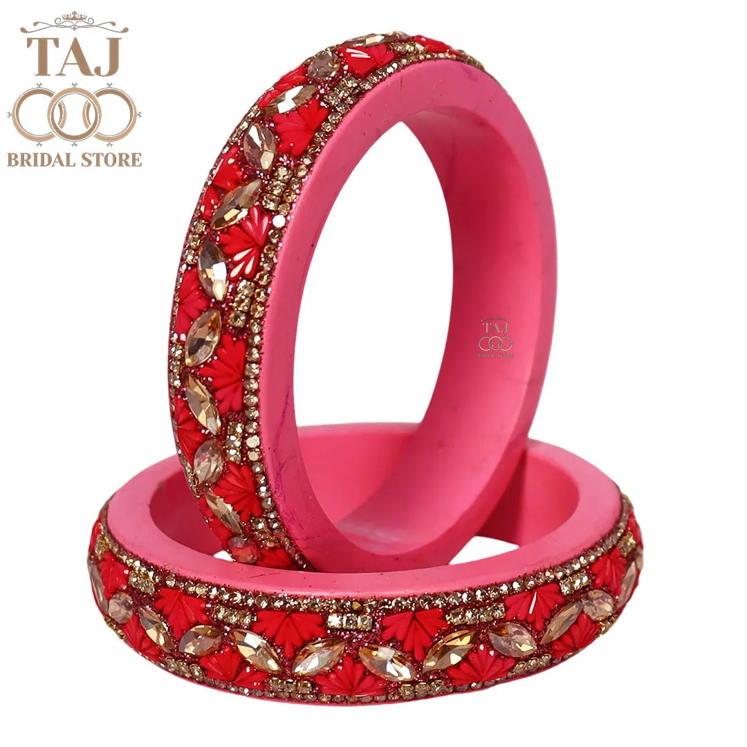 Jaipuri Stylish Lac Kada Bangles in Latest Kundan Rhinestones Design