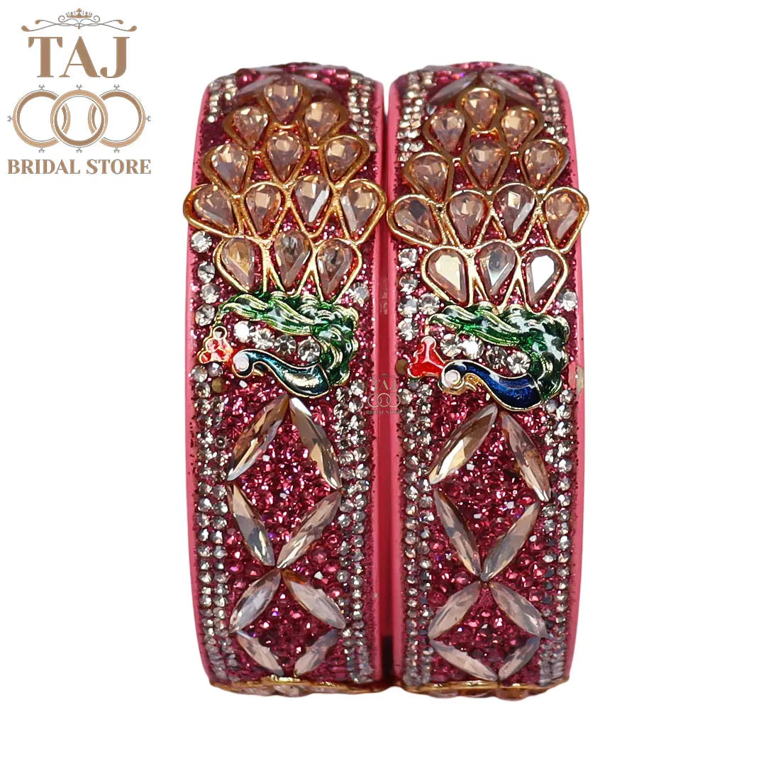 Premium Jaipuri Lac Kada Bangles Set with Latest Peacock Design