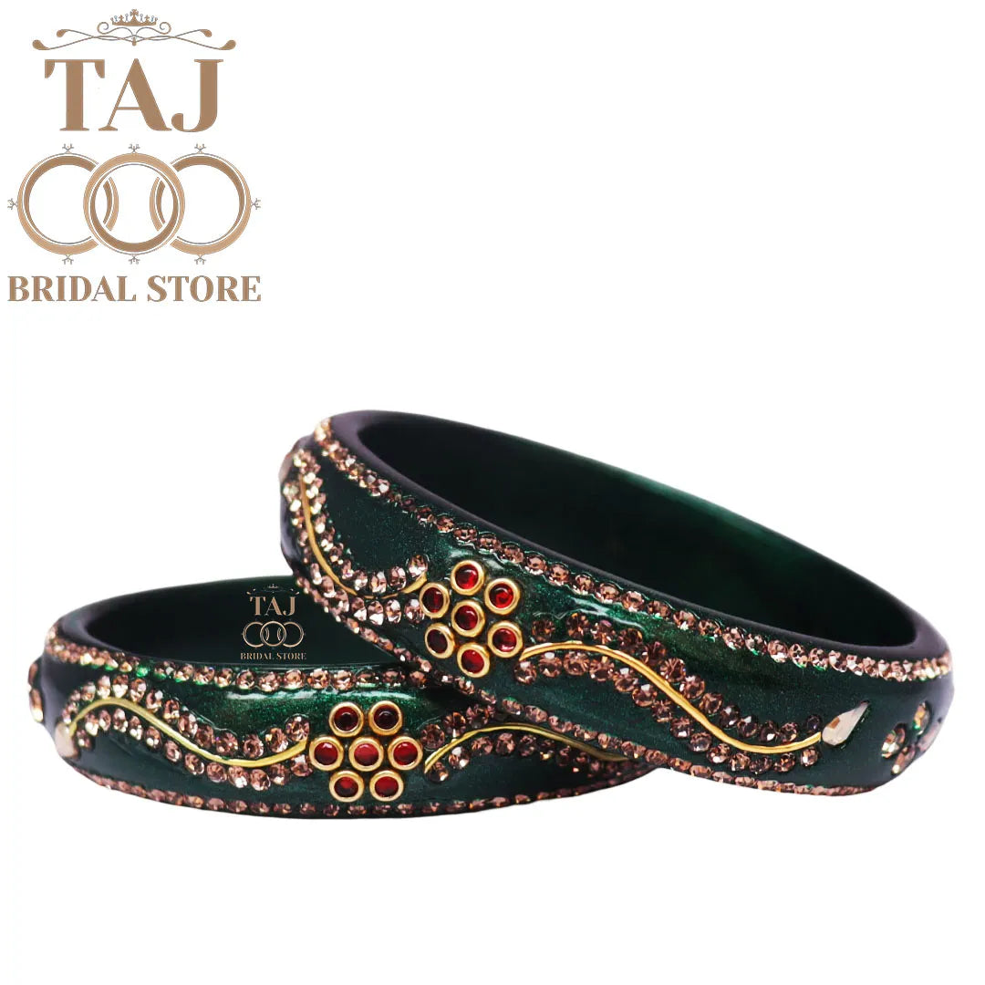 Daily Wear Designer Lac Kada With New Flower And Lace Design (Set Of 2)