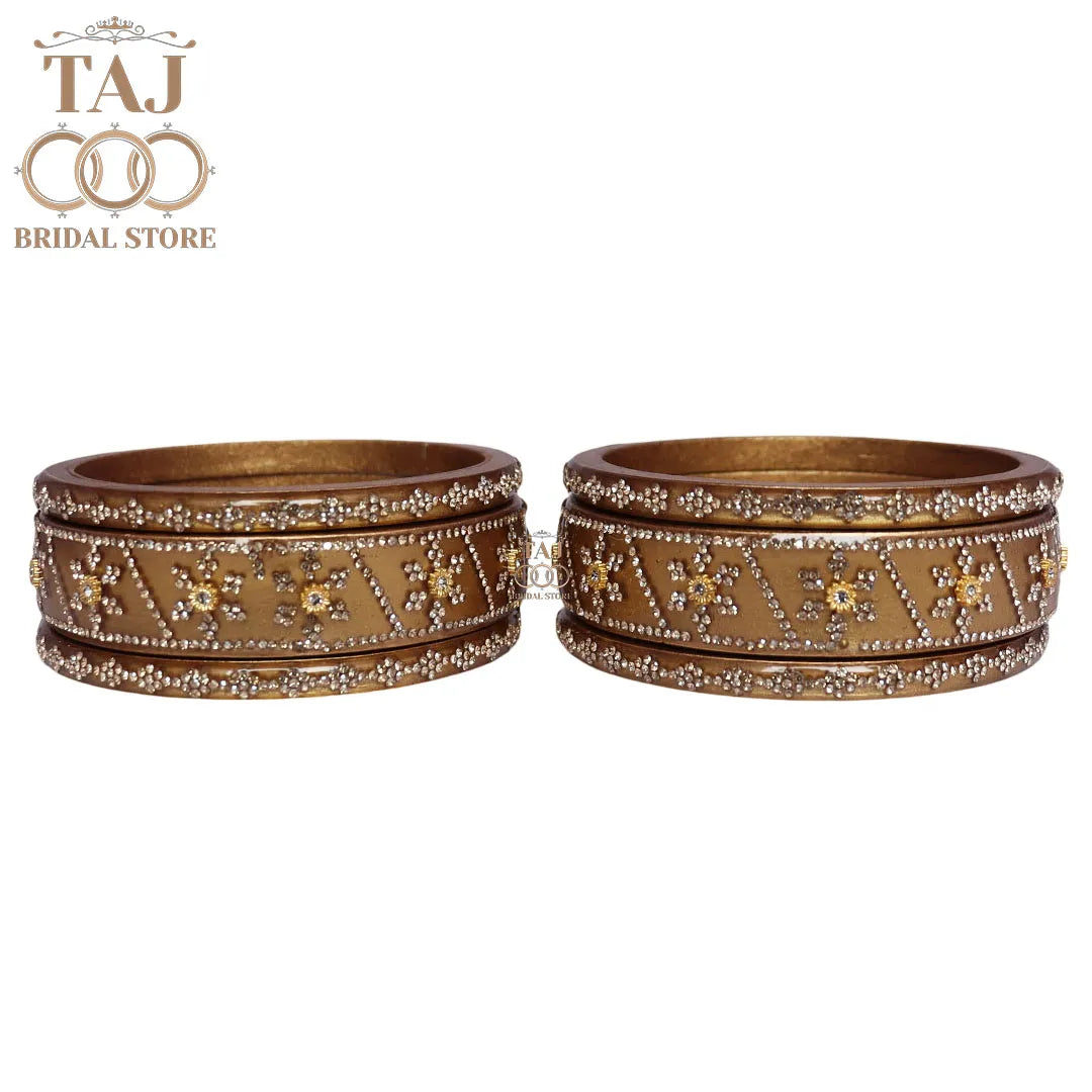 Premium Designer Short Lac Bangles Set with Latest Rhinestones Design