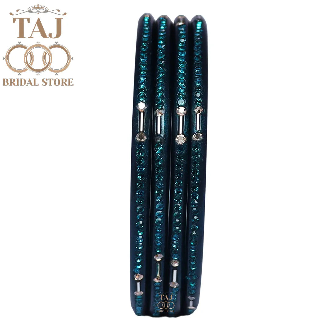 Rajasthani Lac Chudi With Beautiful Rhinestone Design (Pack of 4) Taj Bridal Store
