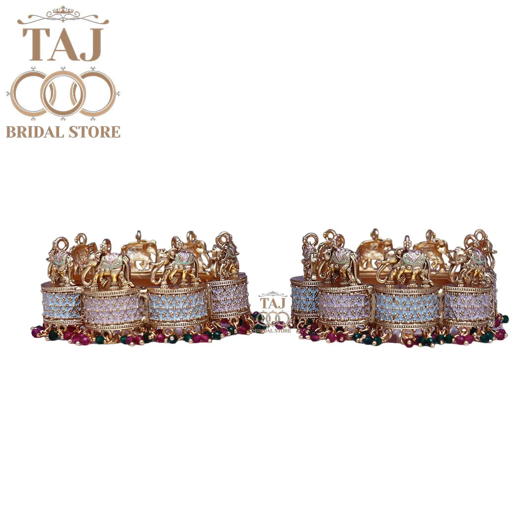 Rajwadi Metal Kada With Beautiful Latest Elephant Design (Pack of 2) Taj Bridal Store