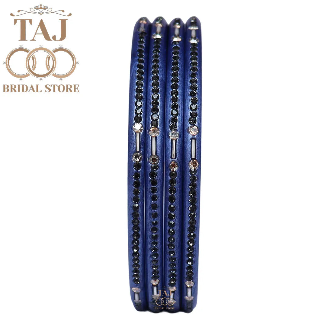 Rajasthani Lac Chudi With Beautiful Rhinestone Design (Pack of 4) Taj Bridal Store