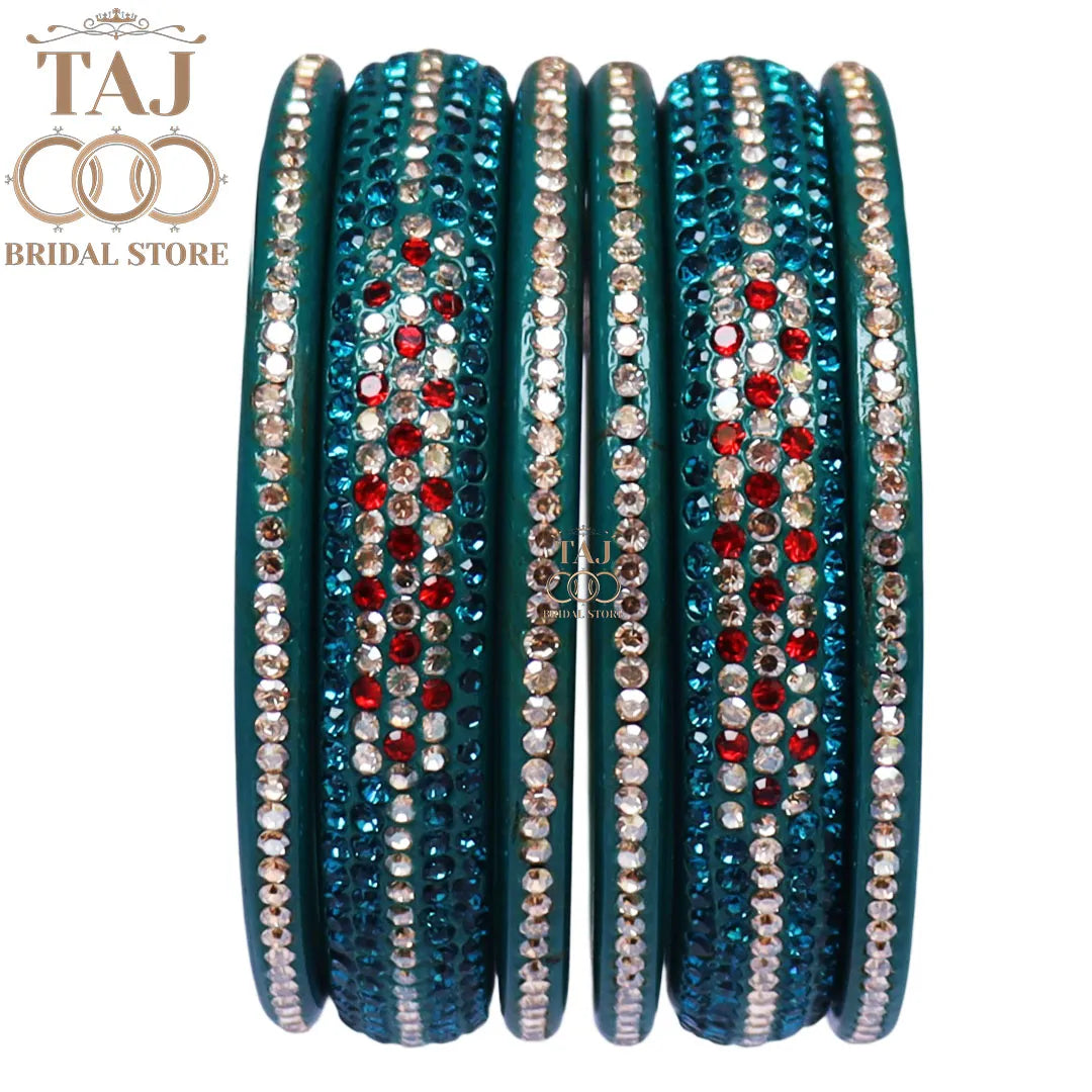 Lac Bangles Chura with Rhinestons Design