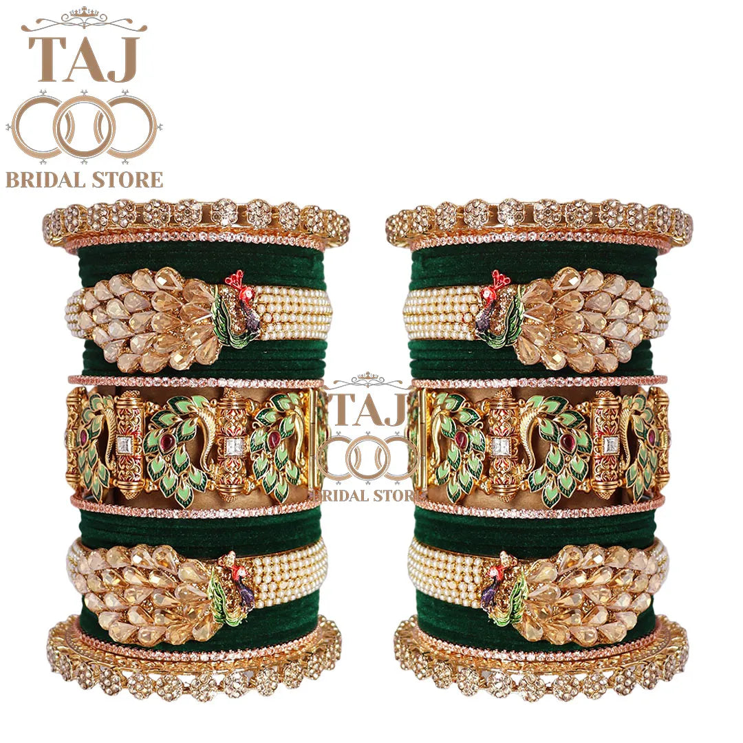 Indian Wedding Bangles Set With Beautiful Peacock Design Kada