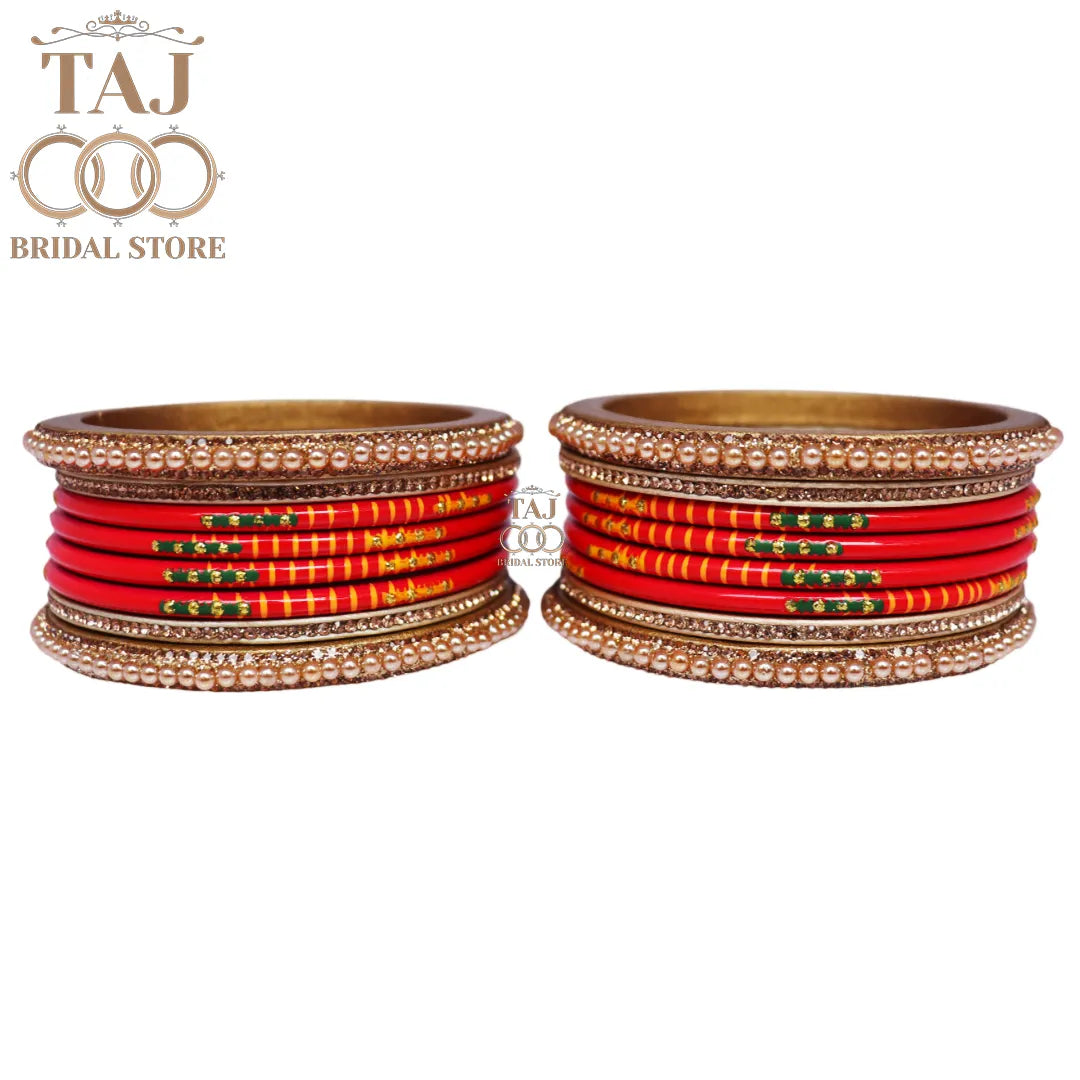 Diwali Special Short Lac Bangle Set with Beautiful Handpaint Design