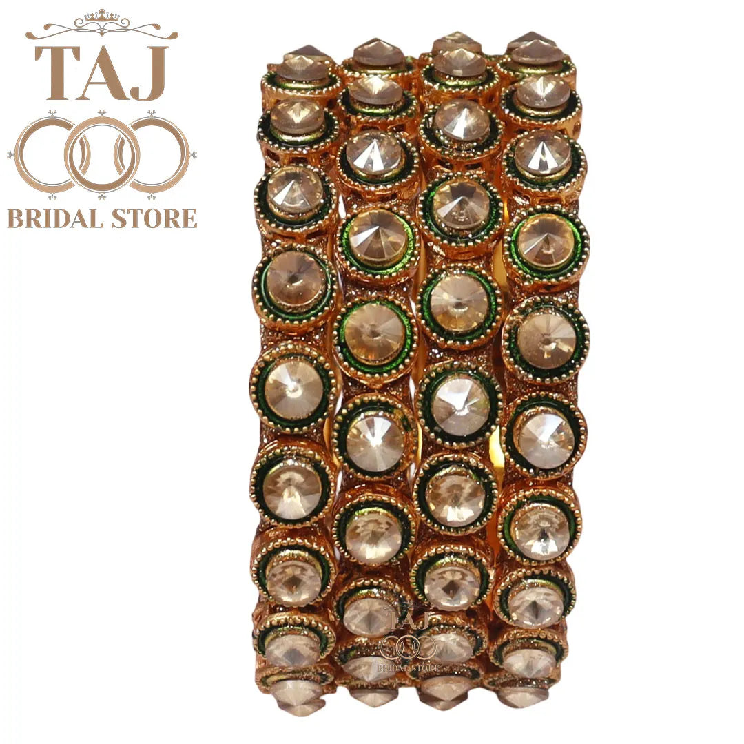 Kundan Rajwadi Metal Kada Set With Beautiful Kundan Design (Set of 4)