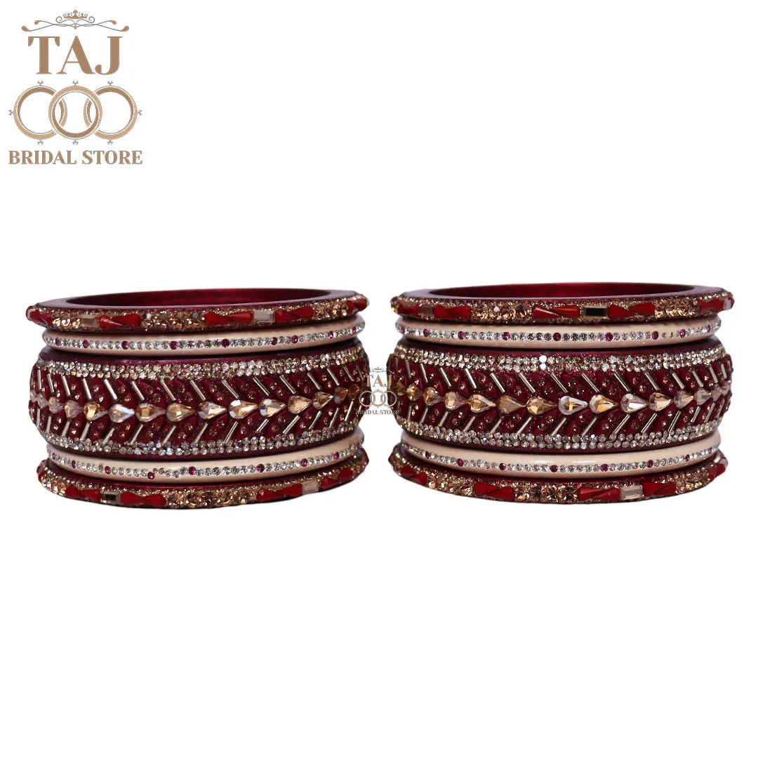 Women Lac Short Bangles Set With Latest Kundan Rhinestones Design