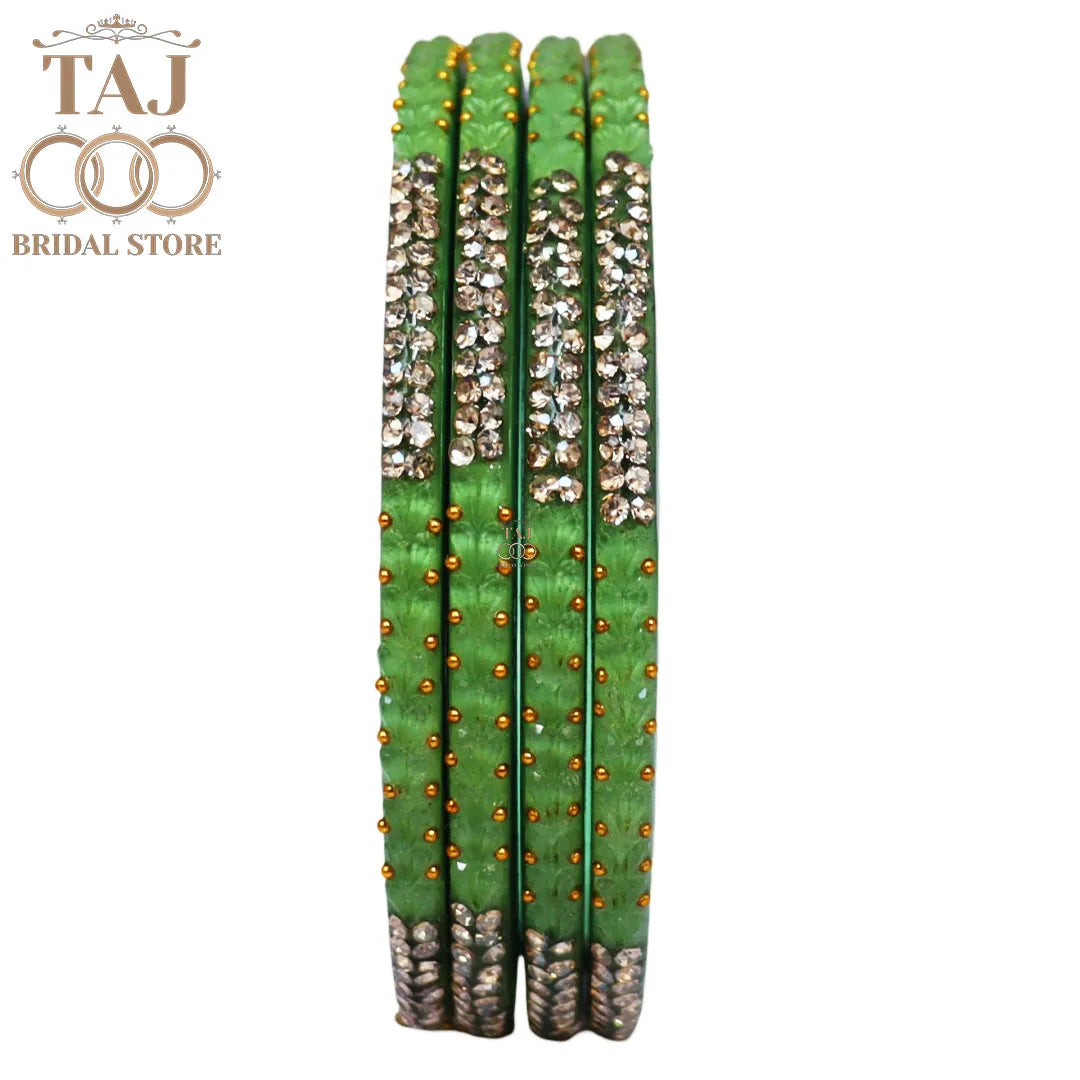 Rajasthani Lac Bangles With Beautiful Traditional Rhinestons Design