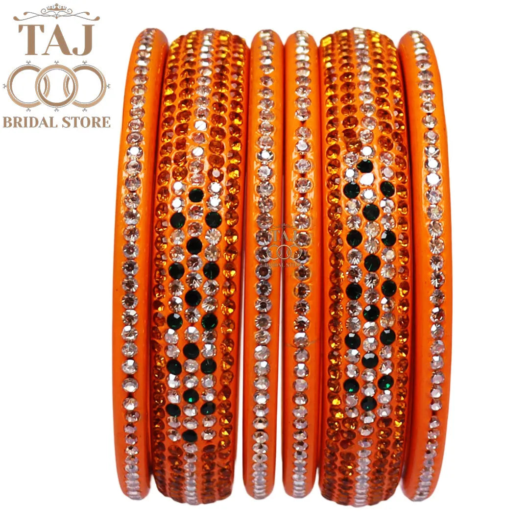 Lac Bangles Chura with Rhinestons Design