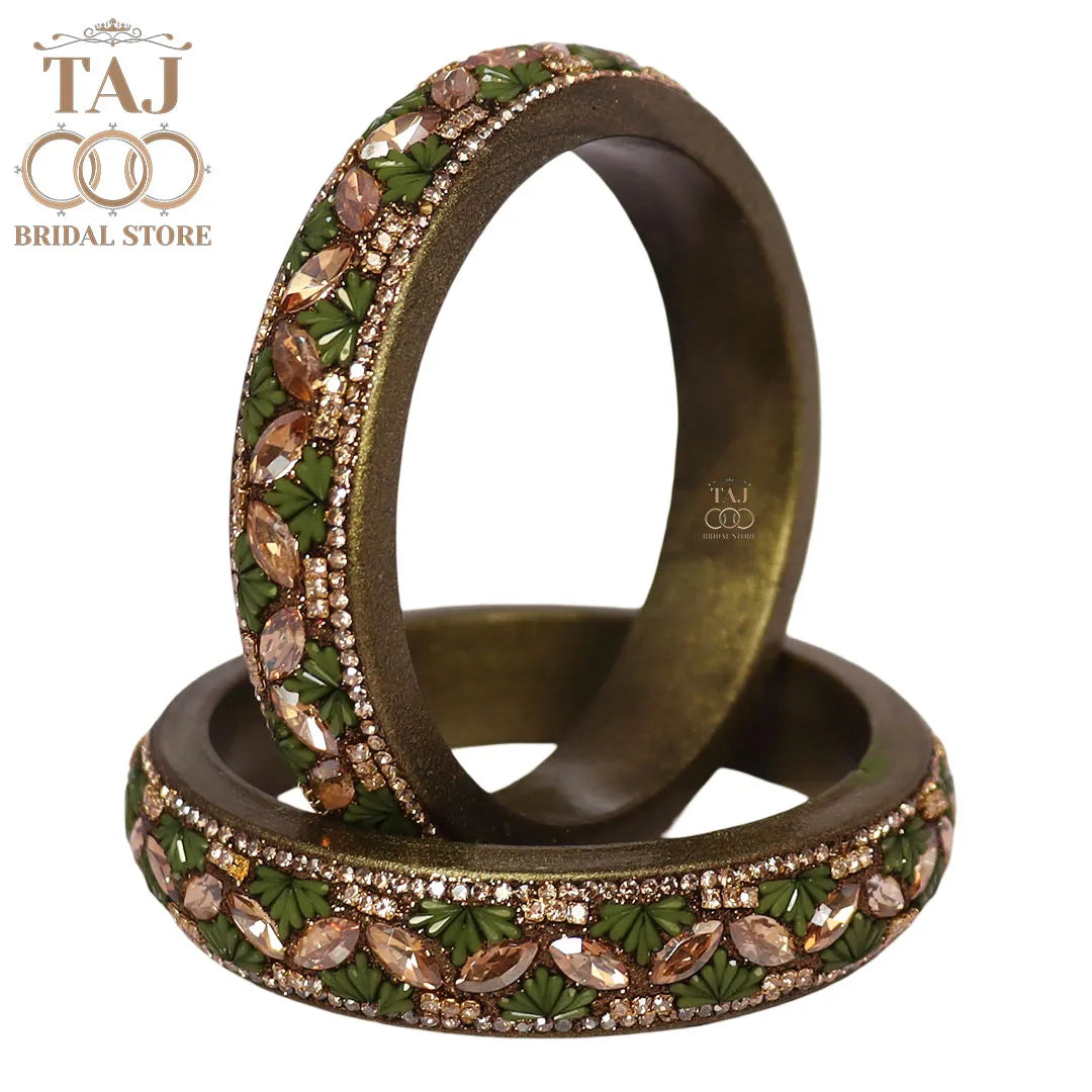 Jaipuri Stylish Lac Kada Bangles in Latest Kundan Rhinestones Design