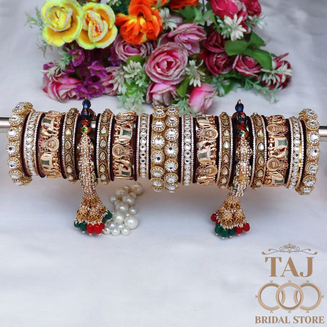 Royal Rajasthani Chuda Set With Beautiful Latest Peacock and Jhoomer Design