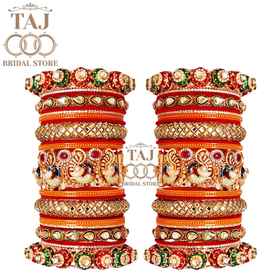 Premium Rajasthani Bridal Bangles Set with Beautiful Peacock Motifs