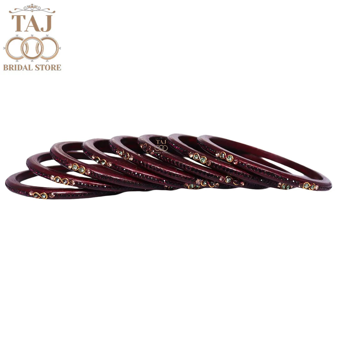 Designer Short Lac Bangles For Women With Latest Rhinestones Design
