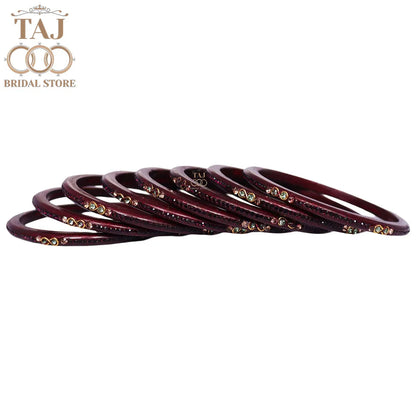 Designer Short Lac Bangles For Women With Latest Rhinestones Design