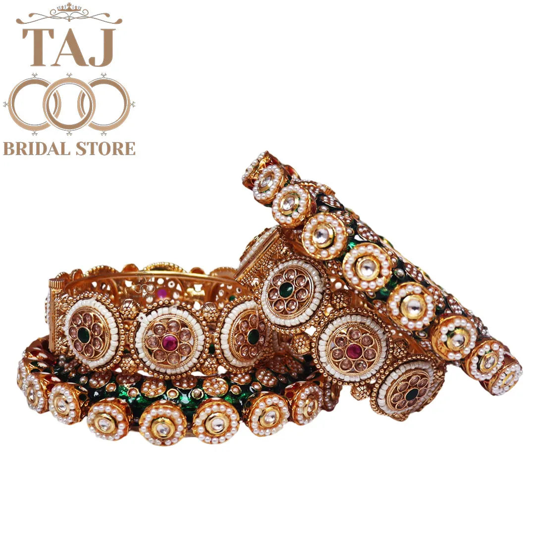 Rajwadi Bangles For Bride With Latest Design Openable Kada (Set of 4)