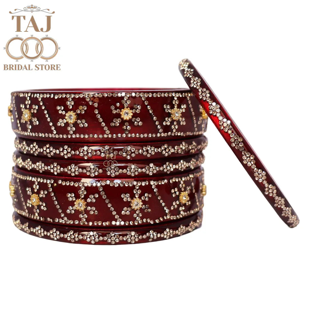 Premium Designer Short Lac Bangles Set with Latest Rhinestones Design