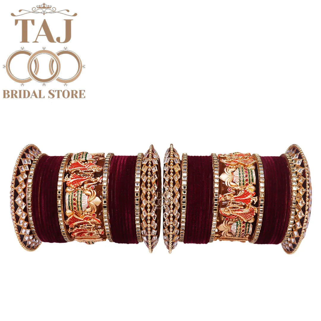 Rajasthani Bridal Bangles Set With Beautiful Dulha Dulhan Rajwadi Metal Kada