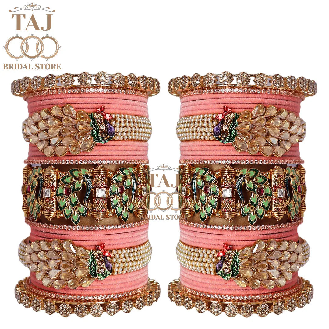 Indian Wedding Bangles Set With Beautiful Peacock Design Kada