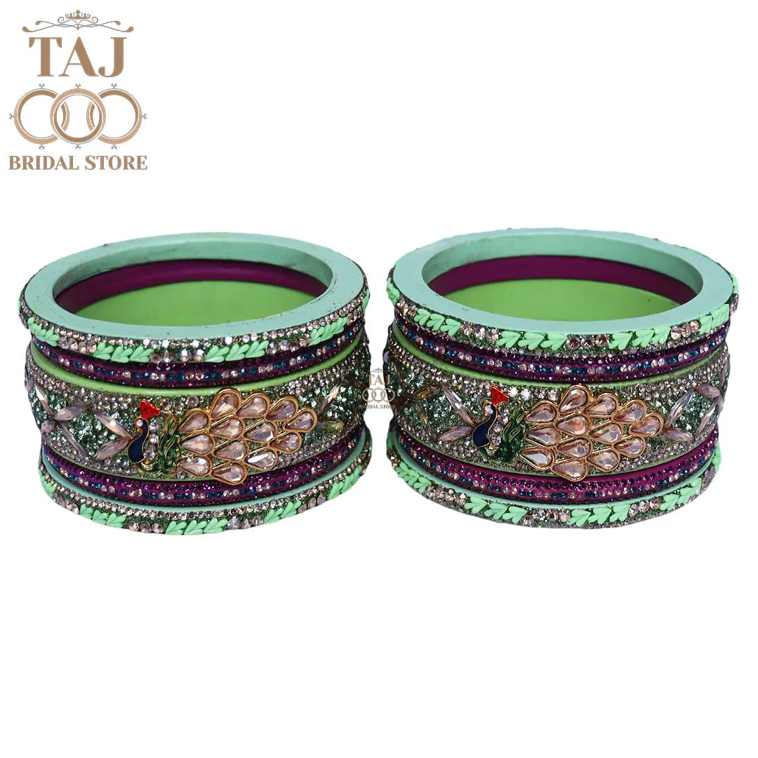 Luxurious Rajasthani Short Lac Bangles Set with Latest Peacock Design